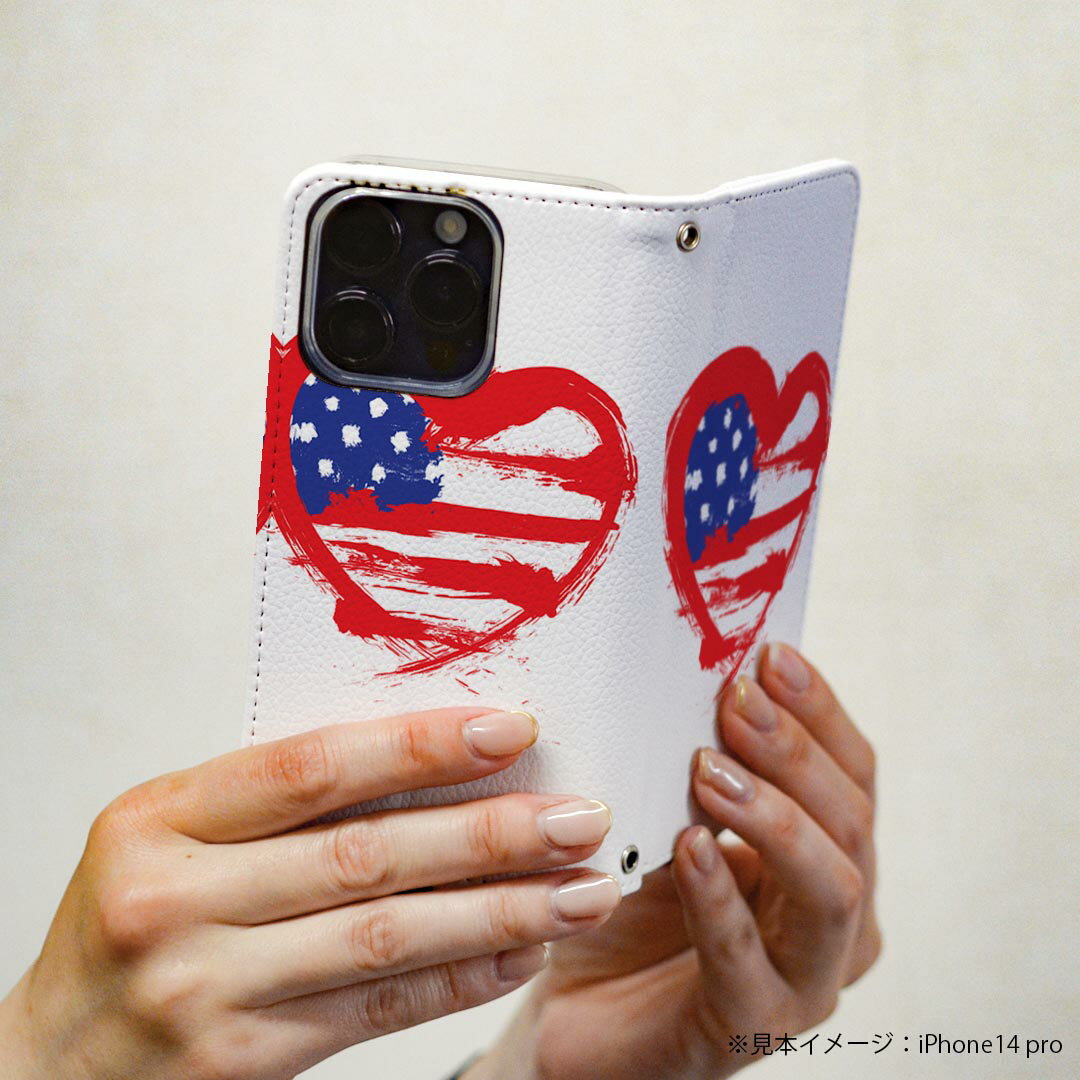 Galaxy Note20 Ultra 専用 ケース カバー SCG06 au 手帳 スマコレ igcase 手帳型 レザー 手帳タイプ 革 スマホケース スマホカバー ギャラクシ 001567 ラブリー アメリ　国旗　ハート