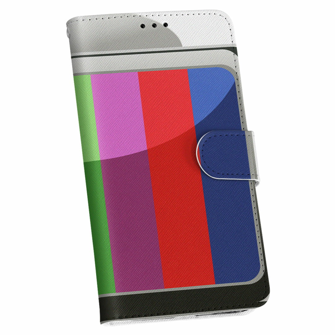 Android One S2 Android One アンドロイド ワン au エーユー 手帳型 スマホ カバー カバー レザー ケース 手帳タイプ フリップ ダイアリー 二つ折り 革 ユニーク テレビ　カラフル 002402