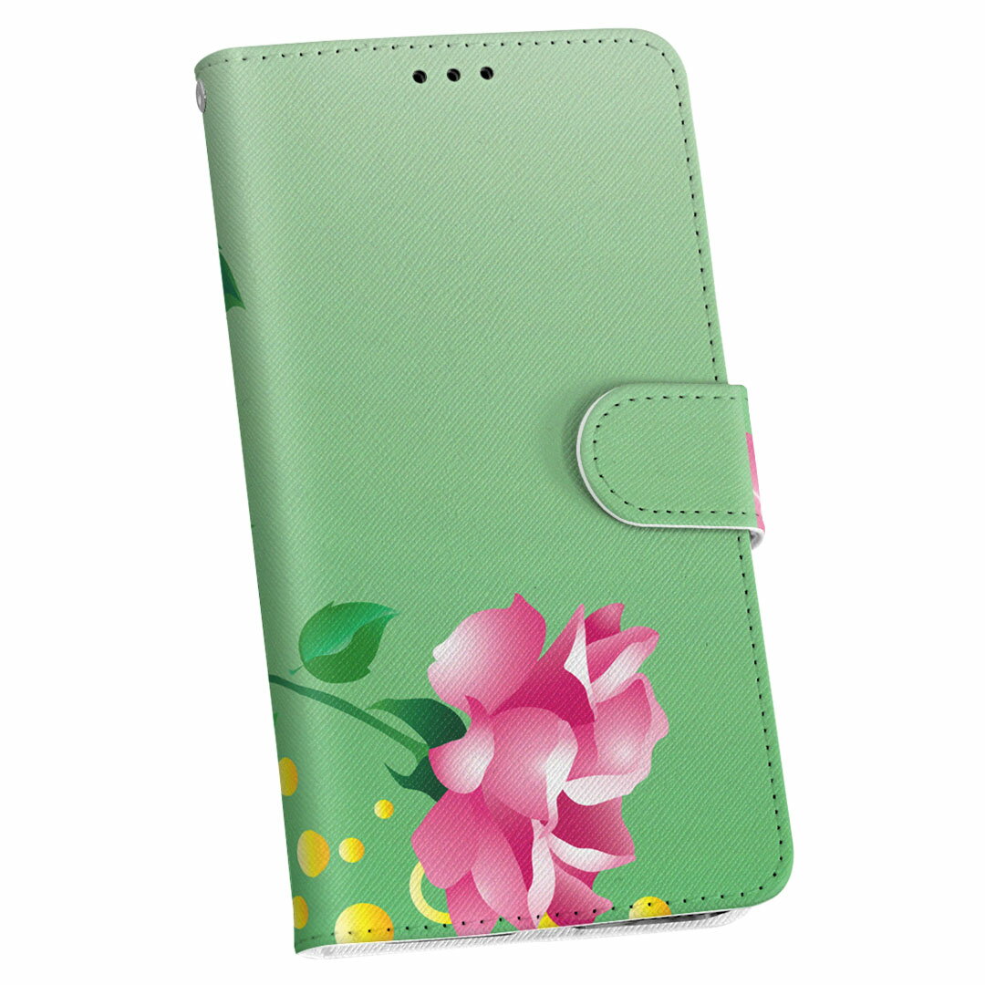 iPhone12 Pro Max 6.7インチ 専用 ケース 手帳型ケース アイフォン12 pro max 用カバー igcase 各キャリア対応 スマコレ 005044 フラワー 花　ピンク　緑