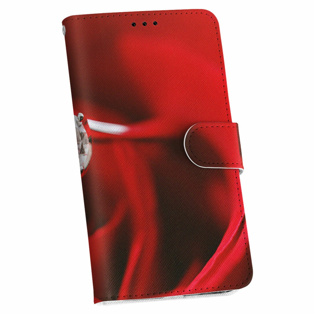 スマホケース スマホカバー 手帳型 ほぼ全機種対応 iPhone Xperia AQUOS Galaxy Arrows Huaweiなど ケース カバー 手帳タイプ 革 igcase 005136 ラブリー 赤　指輪　薔薇