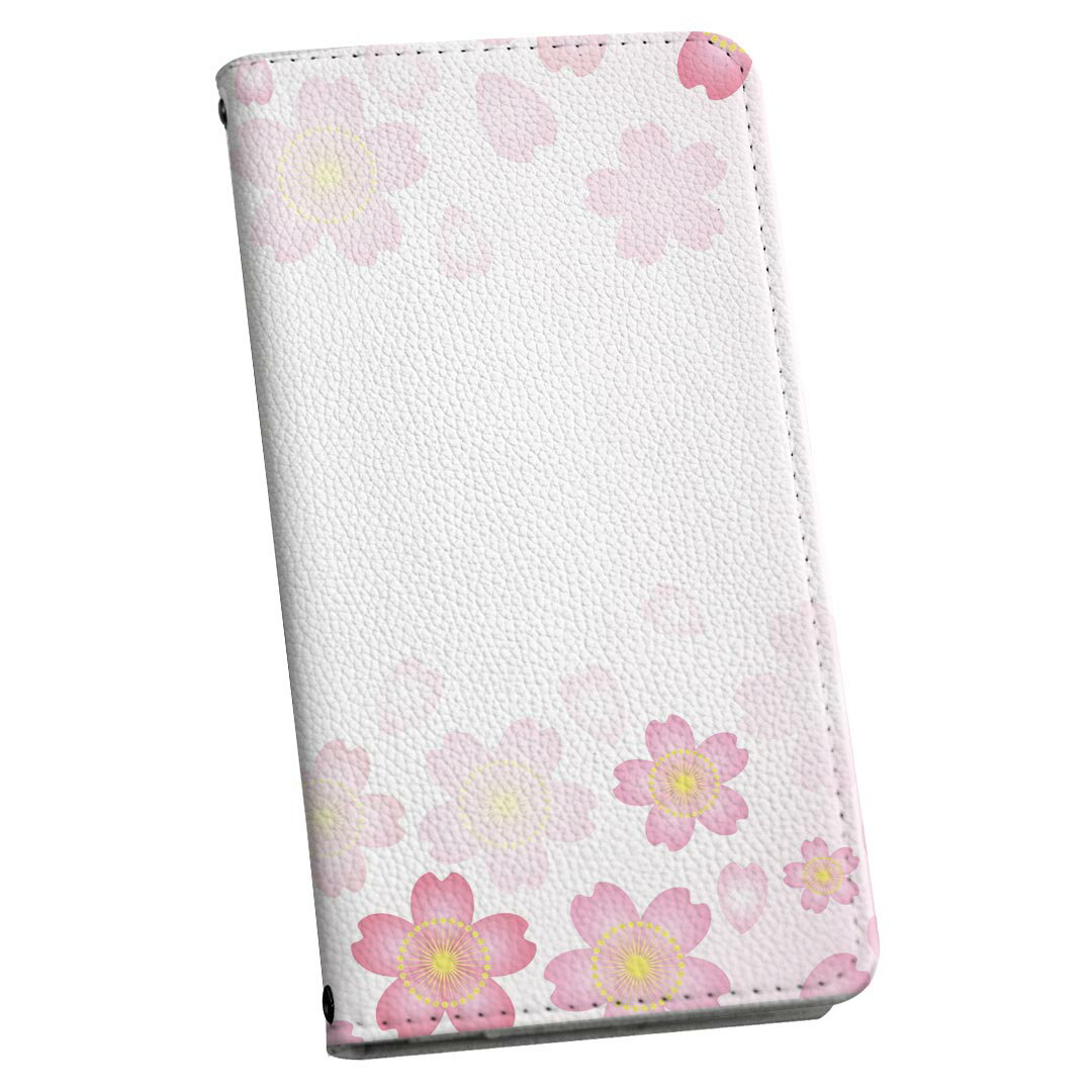 LGV32 isai vivid イサイ au エーユー 手帳型 スマホ カバー レザー ケース 手帳タイプ フリップ ダイアリー 二つ折り 革 005307 桜　ピンク　イラスト(2.0)