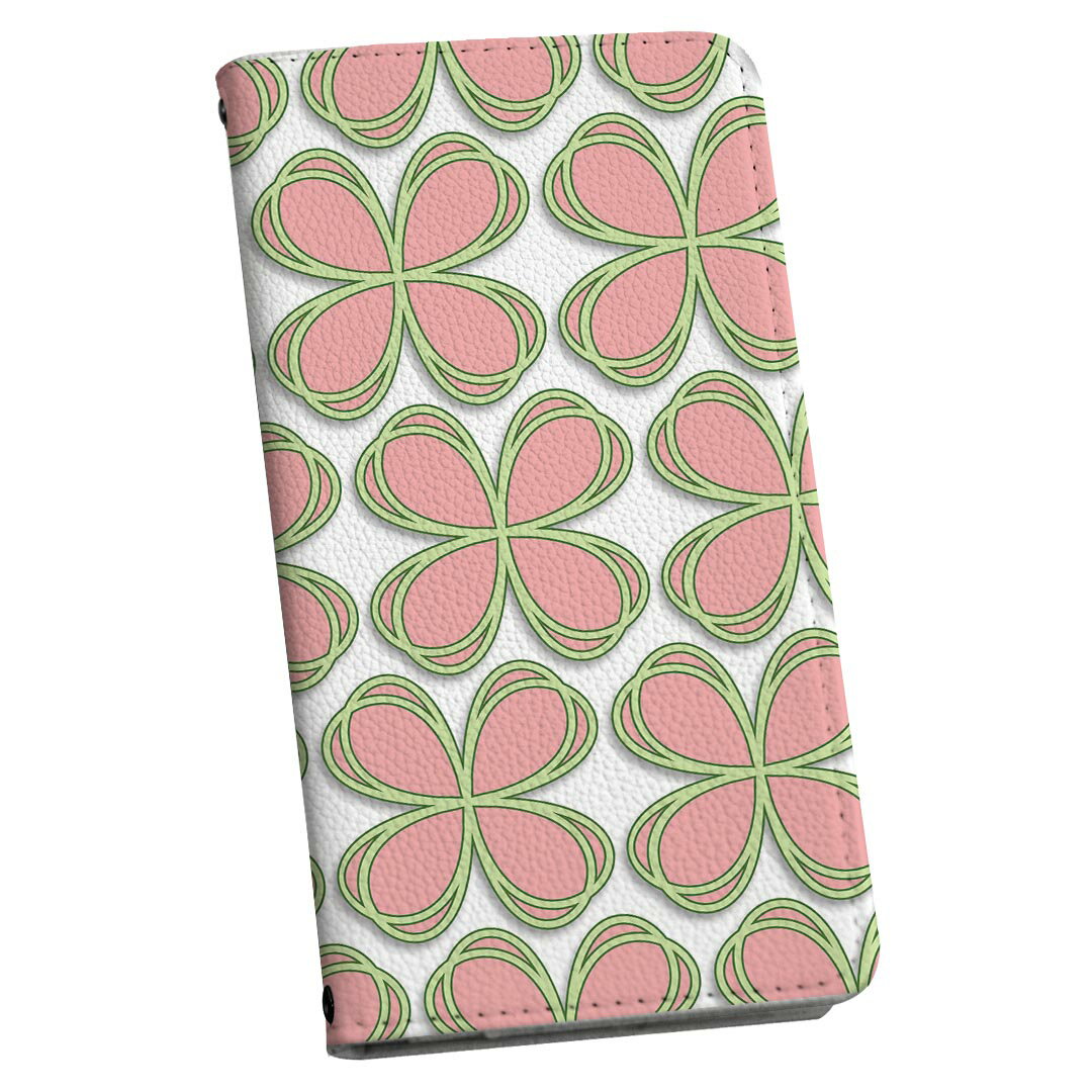 Xperia XZ2 Compact SO-05K エクスペリア so05k スマホケース スマホカバー ケース カバー 手帳型 手帳タイプ 革 igcase 005744 チェック・ボーダー クローバー 四つ葉 模様