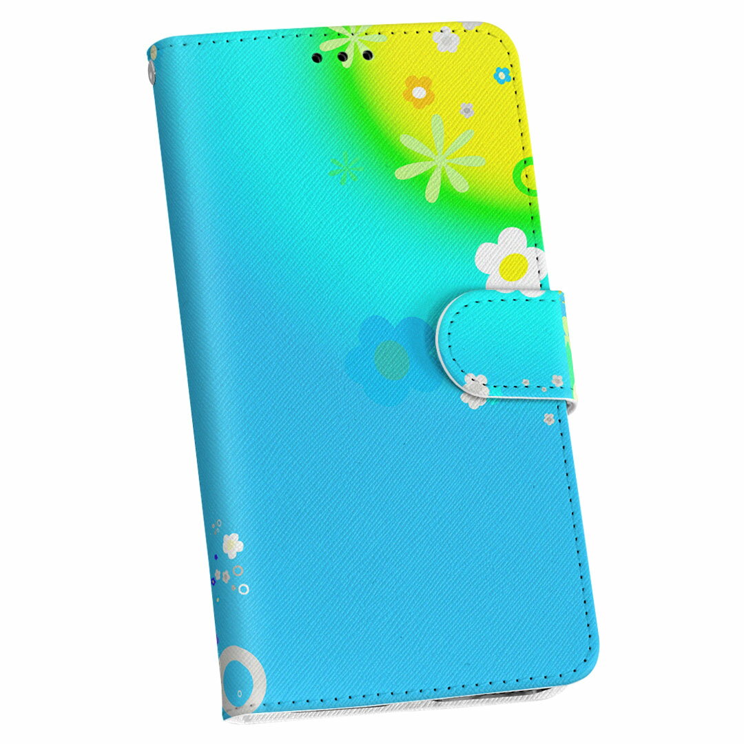 SHV35 AQUOS U アクオス ユー shv35 au エーユー 手帳型 スマホ カバー レザー ケース 手帳タイプ フリップ ダイアリー 二つ折り 革 005745 花 フラワー 水色