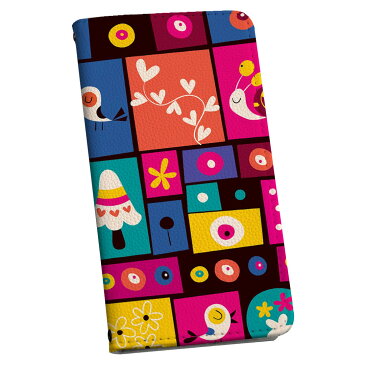 HTL21 HTC J butterfly エイチティーシー au エーユー 手帳型 スマホ カバー 全機種対応 あり カバー レザー ケース 手帳タイプ フリップ ダイアリー 二つ折り 革 008088 ハート カラフル 鳥 模様