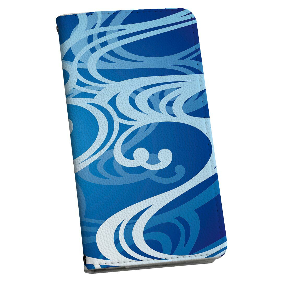 AQUOS Sense5G 専用 ケース カバー SH-53A docomo ドコモ 手帳 igcase スマコレ 手帳型 スマホケース スマホカバー 008228 クール 青　ブルー　波　和風　和柄