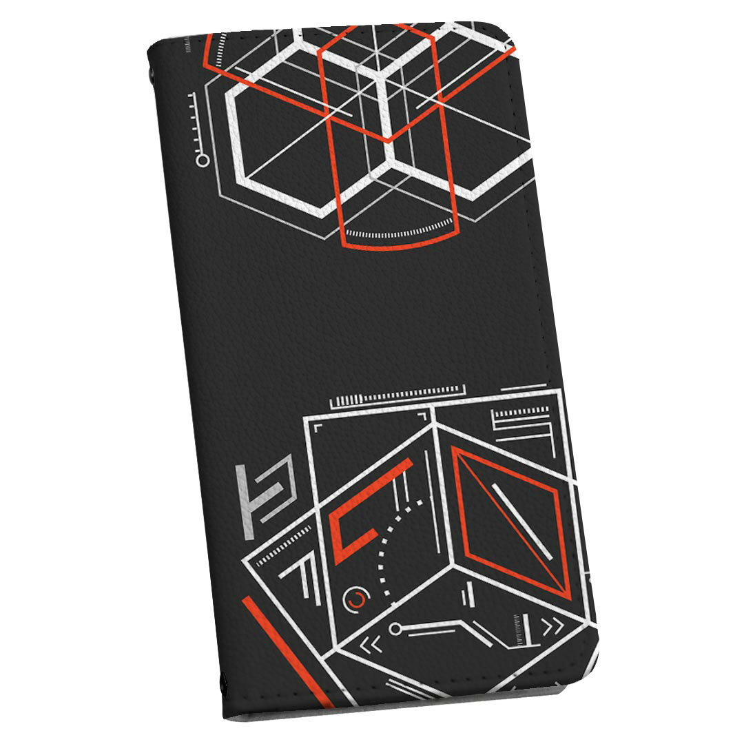 DM-02H Disney Mobile ディズニーモバイル dm02h docomo ドコモ 手帳型 スマホ カバー レザー ケース 手帳タイプ フリップ ダイアリー 二つ折り 革 クール 黒　ブラック　白　レッド　赤　マーク 008434(2.0)