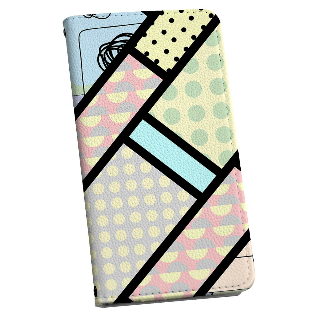 Xperia XZ2 Compact SO-05K エクスペリア so05k スマホケース スマホカバー ケース カバー　手帳型 手帳タイプ 革 igcase 008523 ユニーク 水玉　模様　パステル　カラフル