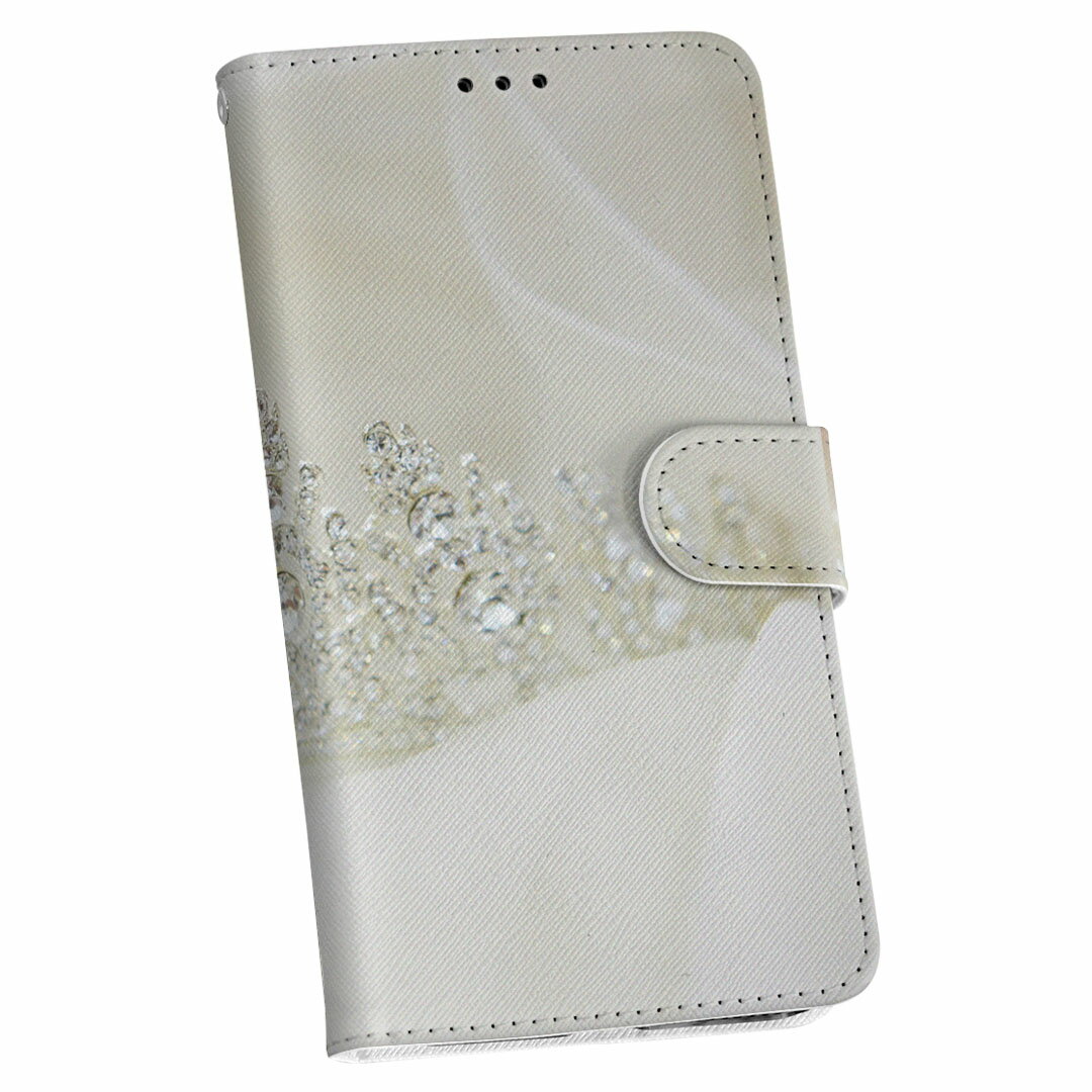 SO-02F XPERIA Z1 f エクスペリア so02f docomo ドコモ 手帳型 スマホ カバー カバー レザー ケース 手帳タイプ フリップ ダイアリー 二つ折り 革 008863 写真　ティアラ　ダイヤ　白　ホワイト