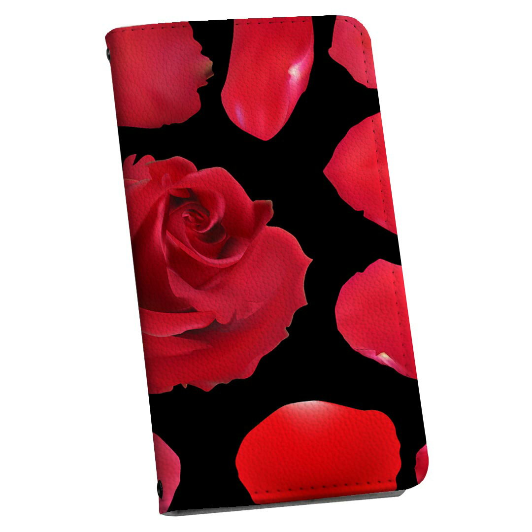 DM-01J AQUOS Disney Mobile dm01j docomo ドコモ スマホ カバー 手帳型 カバー レザー ケース 手帳タイプ フリップ ダイアリー 二つ折り 革 フラワー　花　薔薇　赤　レッド フラワー 008906