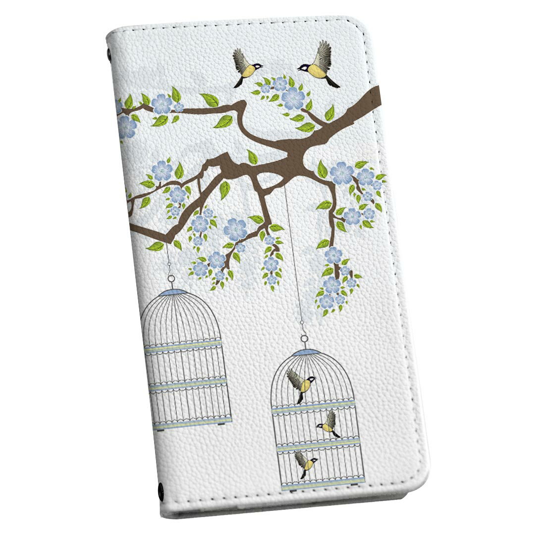 URBANO V03 URBANOV03 アルバーノ au エーユー 手帳型 スマホ カバー カバー レザー ケース 手帳タイプ フリップ ダイアリー 二つ折り 革 009312 鳥　フラワー　青