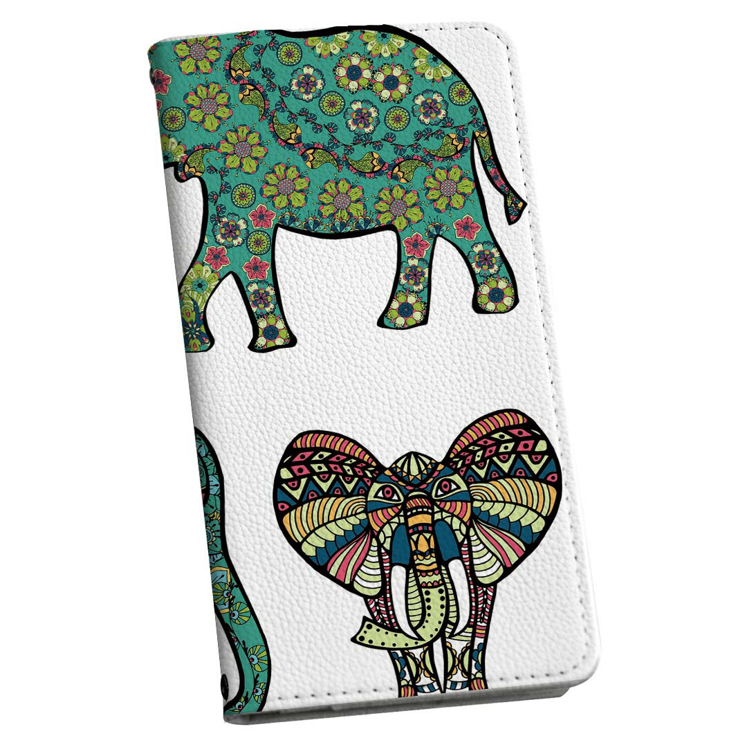602SO Xperia XZs エクスペリア　XZs softbank ソフトバンク 手帳型 スマホ カバー カバー レザー ケース 手帳タイプ フリップ ダイアリー 二つ折り 革 アジアン　ゾウ　カラフル 010052のサムネイル