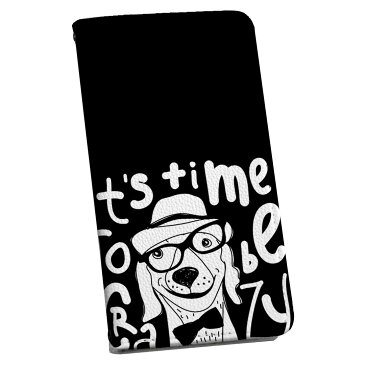 KYV37 Qua phone キュア フォン au エーユー 手帳型 スマホ カバー カバー レザー ケース 手帳タイプ フリップ ダイアリー 二つ折り 革 犬 英語 めがね 010945