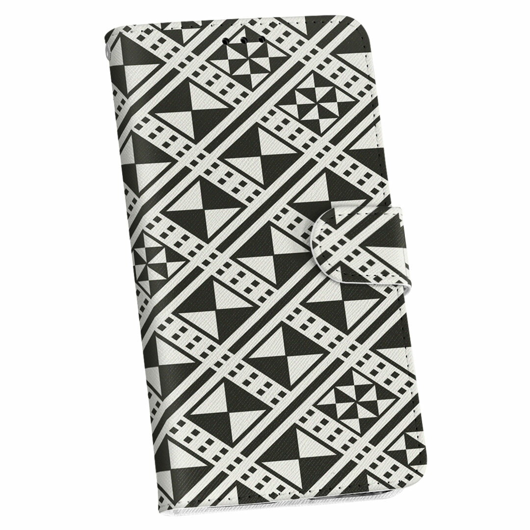 DM-02H Disney Mobile ディズニーモバイル dm02h docomo ドコモ 手帳型 スマホ カバー レザー ケース 手帳タイプ フリップ ダイアリー 二つ折り 革 モノトーン　幾何学　模様 011931