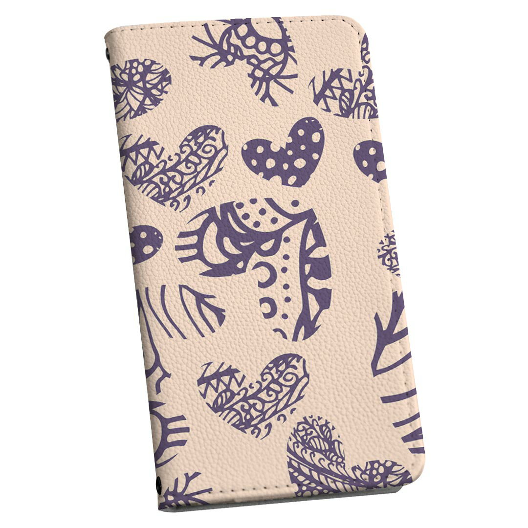 F-03K らくらくスマートフォン me docomo ドコモ f03k 手帳型 スマホ カバー カバー レザー ケース 手帳タイプ フリップ ダイアリー 二つ折り 革 012516 ハート　模様　柄