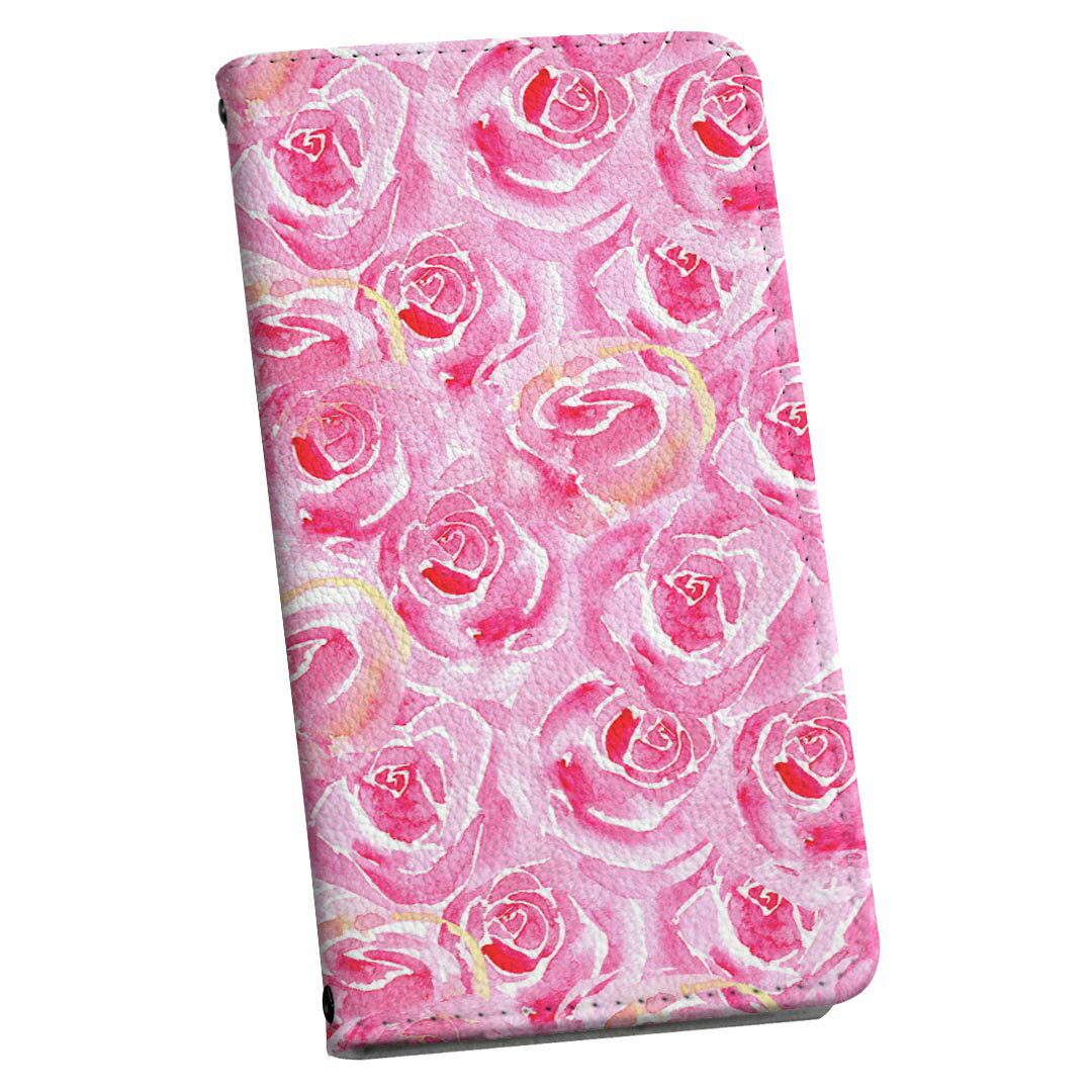 URBANO V03 URBANOV03 アルバーノ au エーユー 手帳型 スマホ カバー カバー レザー ケース 手帳タイプ フリップ ダイアリー 二つ折り 革 花　バラ　ピンク 012604