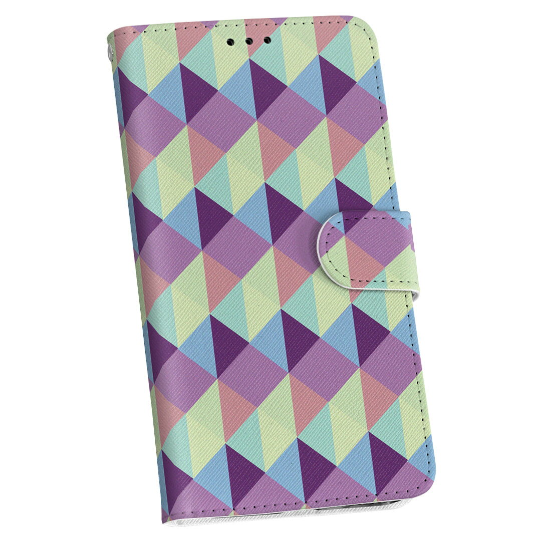 DM-01J AQUOS Disney Mobile dm01j docomo ドコモ スマホ カバー 手帳型 カバー レザー ケース 手帳タイプ フリップ ダイアリー 二つ折り 革 三角　シンプル　パステル 012681