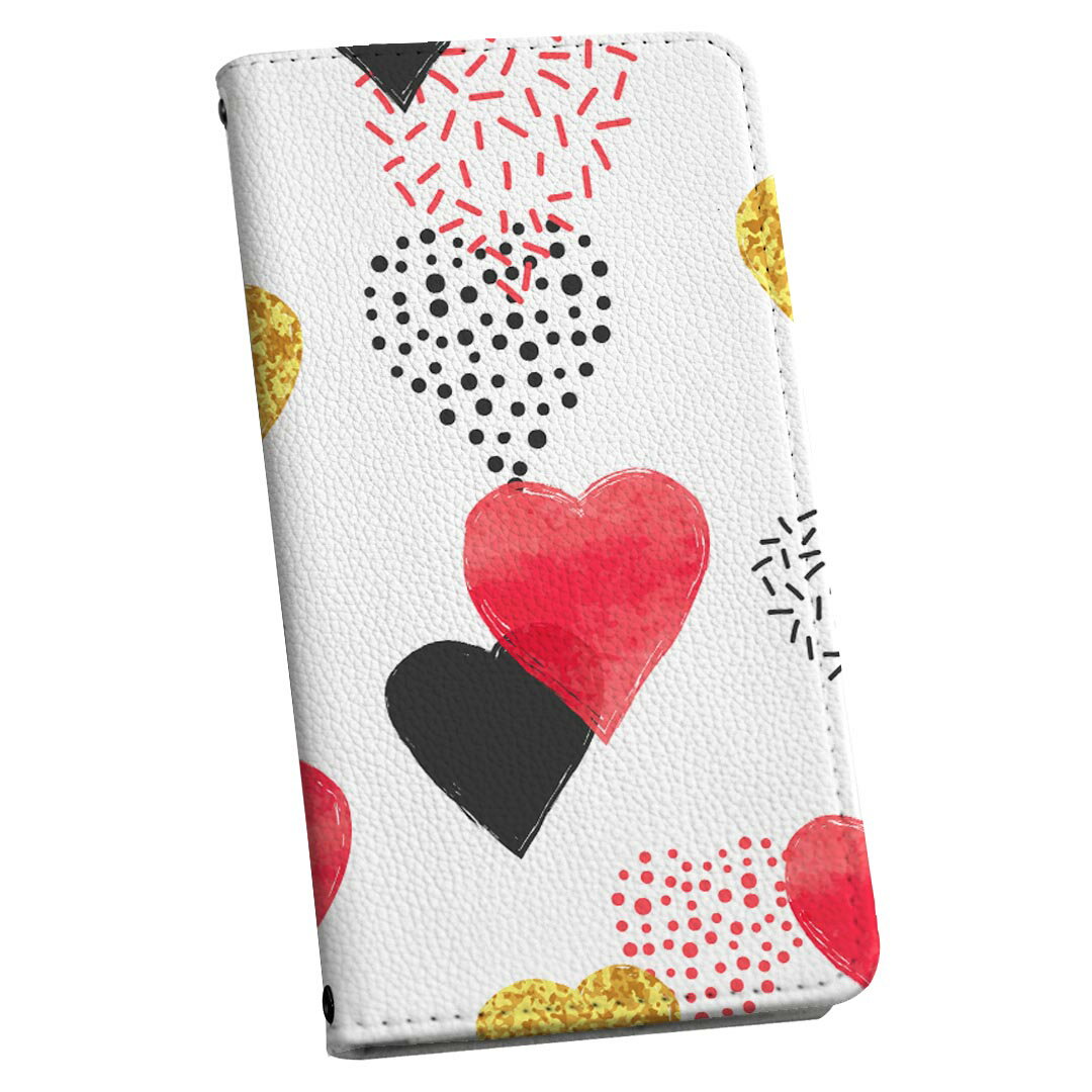 802SO Xperia 1 エクスペリア ワン softbank ソフトバンク 802so 手帳型 スマホ カバー カバー レザー ケース 手帳タイプ フリップ ダイアリー 二つ折り 革 015940 ハート　赤　模様