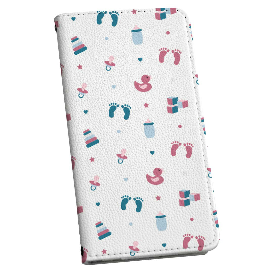 Mobile Phone Cases - SH-M06 AQUOS R compact shm06 simフリー 手帳型 スマホ カバー カバー レザー ケース 手帳タイプ フリップ ダイアリー 二つ折り 革 016414 赤ちゃん　足跡