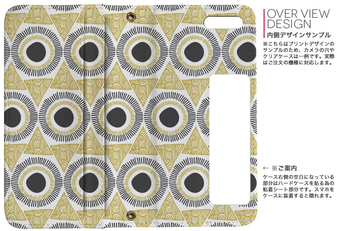 SH-M06 AQUOS R compact shm06 simフリー 両面プリント 裏表 内側 内面 スマホ カバー レザー ケース 手帳タイプ フリップ ダイアリー 二つ折り 革 フルデザイン 010377 アジアン　黄色　黒
