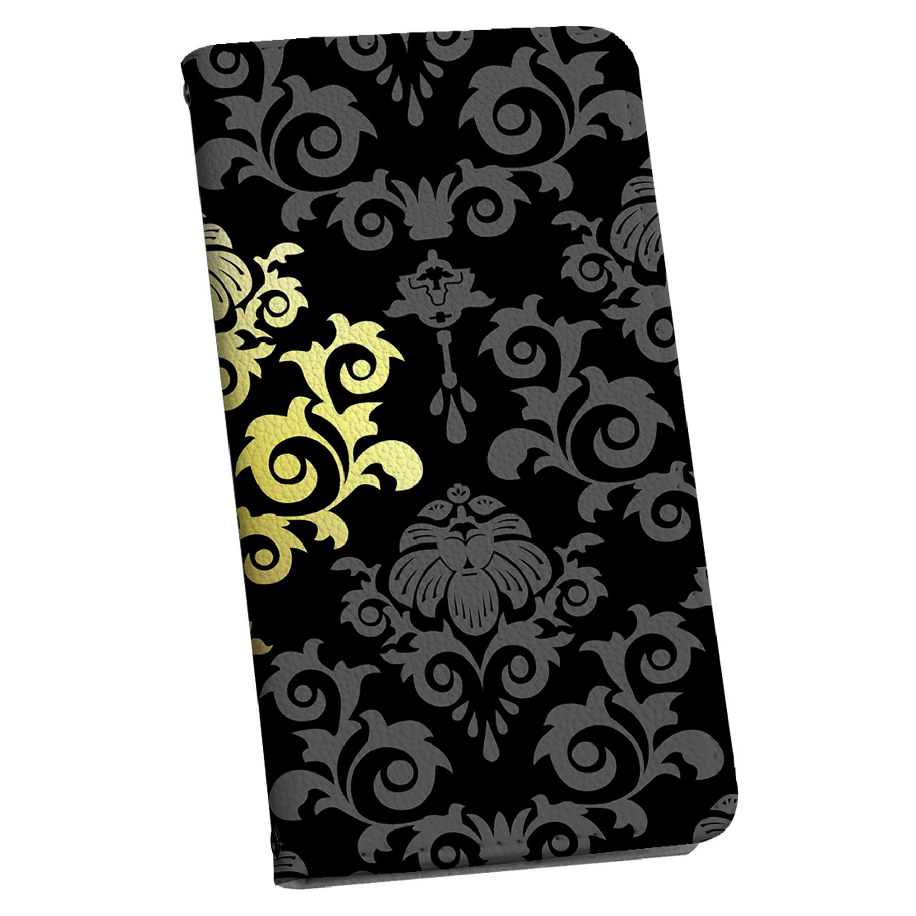 Galaxy S23 FE 用 手帳型 ケース SCG24 ストラップ付き ケース ショルダー スマホ 落下防止 手帳型 マグネット式 ピタッと閉まる スマホカバー 肩掛け 斜めかけ 000032 模様　黒