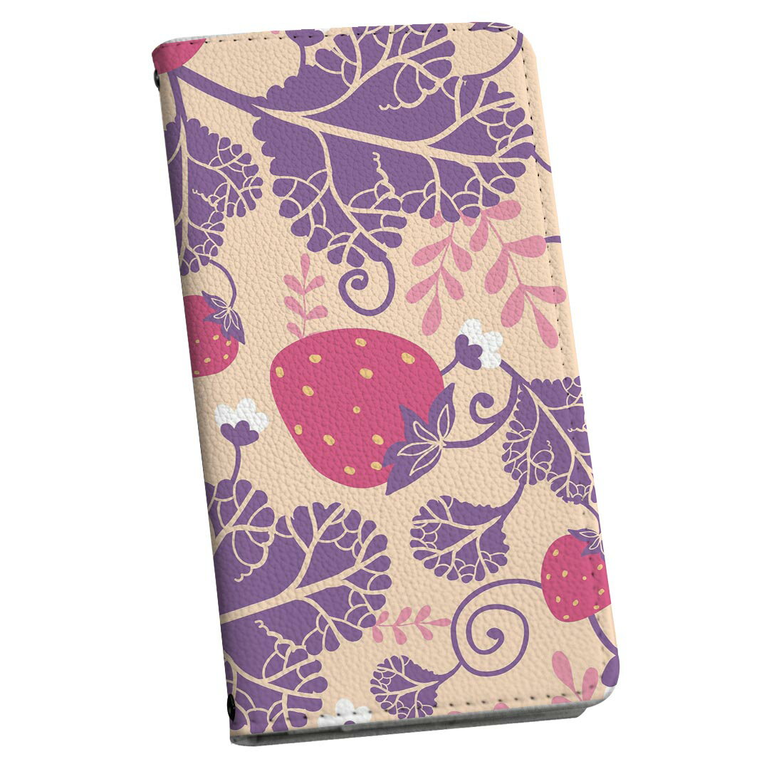 スマホケース 最新機種対応 スマホカバー 手帳型 マグネット式 フリップ ほぼ全機種対応 iPhone Xperia AQUOS Galaxy Arrows Huaweiなど ケース カバー 手帳タイプ 革 igcase 000243 苺 いちご 赤 果物