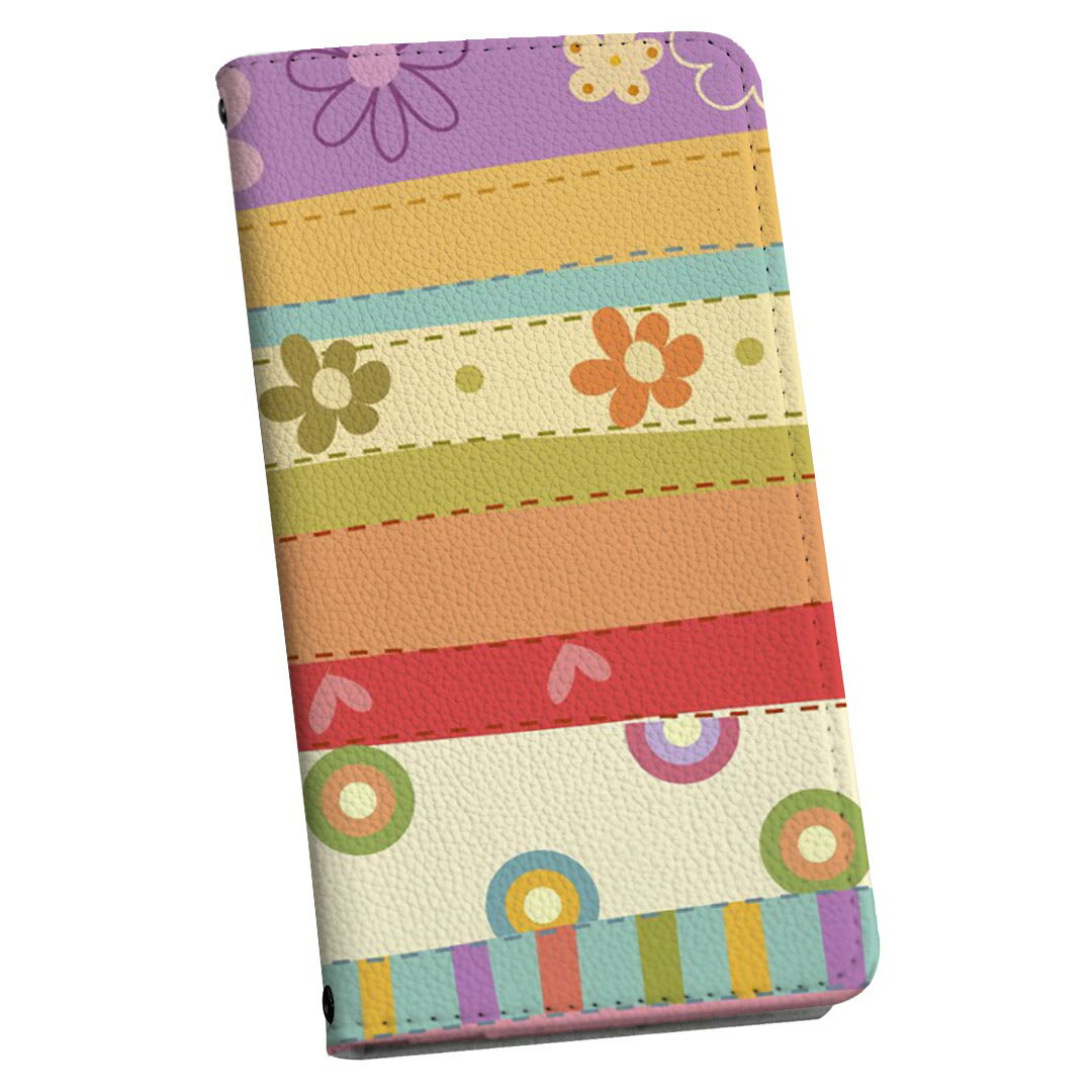 iPhone17 用 スマホカバー 各キャリア 共通対応 手帳型ケース ストラップ付き ショルダー スマホ 落下防止 手帳型 マグネット式 ピタッと閉まる スマホカバー 肩掛け 斜めかけ 000689 花　ストライプ　ドット