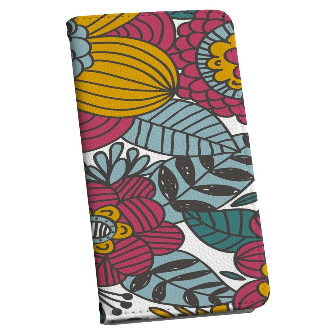 Xperia 10 VII 用 SO-52F / SOG16 / XQ-FE44 共通対応 手帳型ケース ストラップ付き ショルダー スマホ 落下防止 手帳型 マグネット式 ピタッと閉まる スマホカバー 肩掛け 斜めかけ 000752 花　イラスト