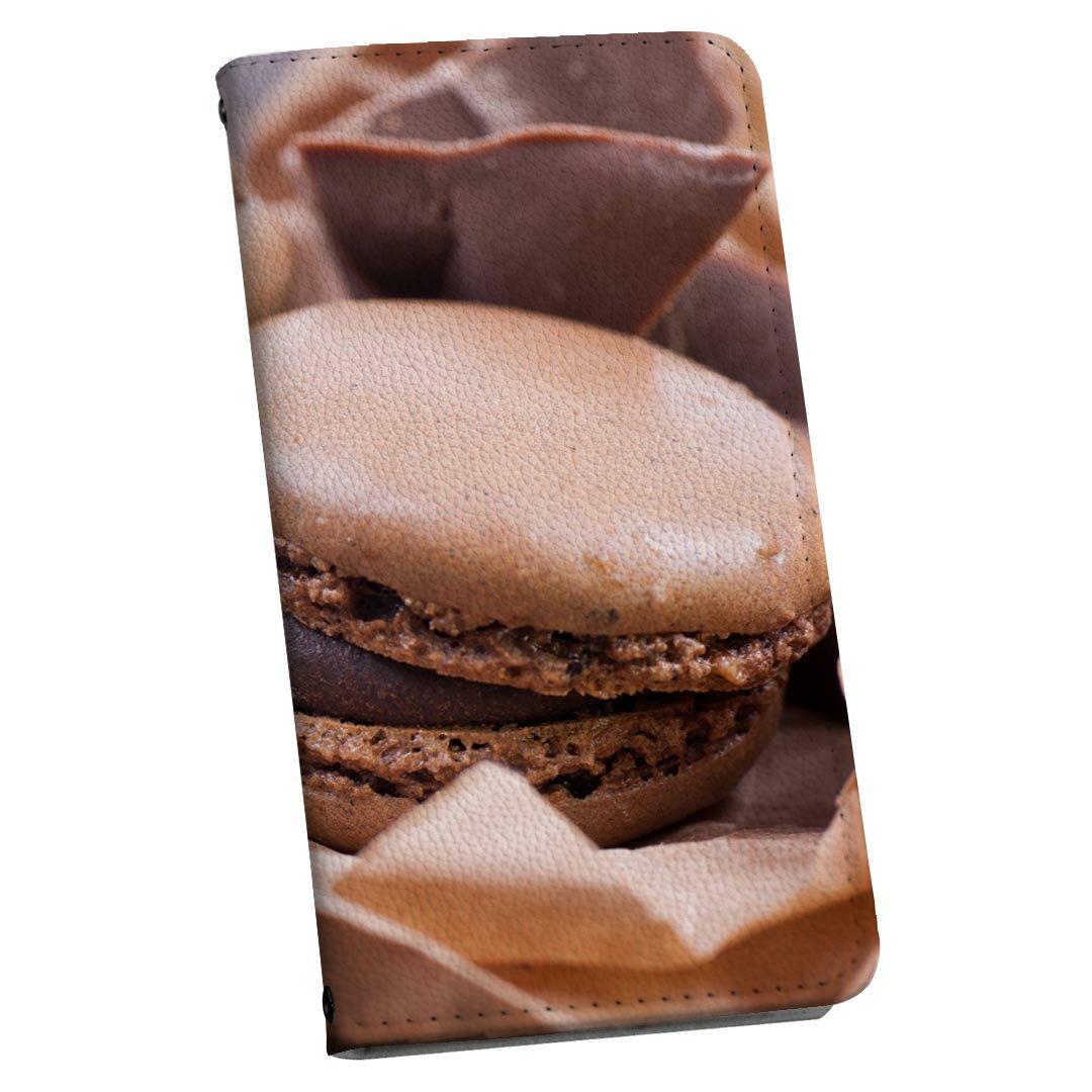 Galaxy S23 FE 用 手帳型 ケース SCG24 ストラップ付き ケース ショルダー スマホ 落下防止 手帳型 マグネット式 ピタッと閉まる スマホカバー 肩掛け 斜めかけ 001014 マカロン　チョコレート