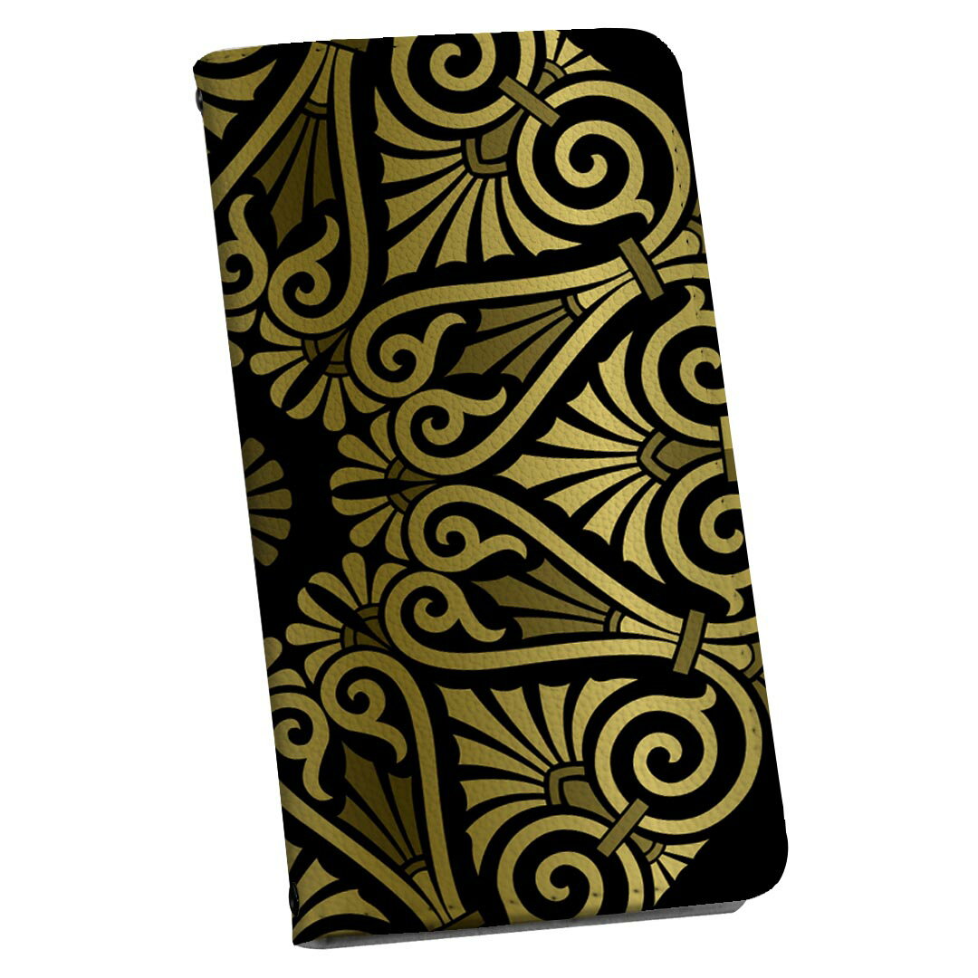 スマホケース 最新機種対応 スマホカバー 手帳型 マグネット式 フリップ ほぼ全機種対応 iPhone Xperia AQUOS Galaxy Arrows Huaweiなど ケース カバー 手帳タイプ 革 igcase 001043 模様　ゴールド