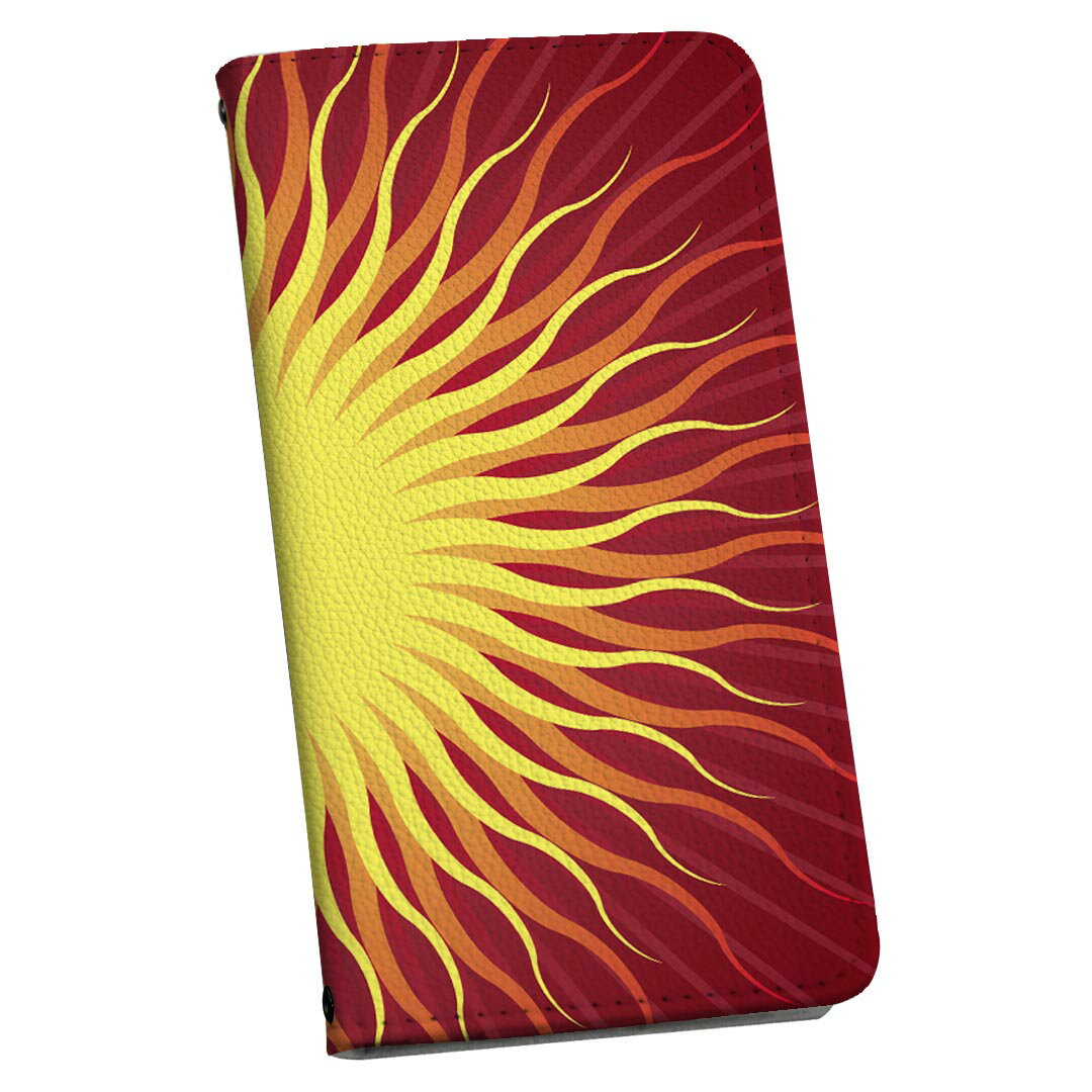 AQUOS wish2 / wish 用 SH-51C / SHG06 / A104SH / SH-M20 共通対応 内側プリント 対応 ケース カバー 手帳型 マグネット式 ピタッと閉まる レザーケース カード収納 ポケット 001099 太陽　SUN