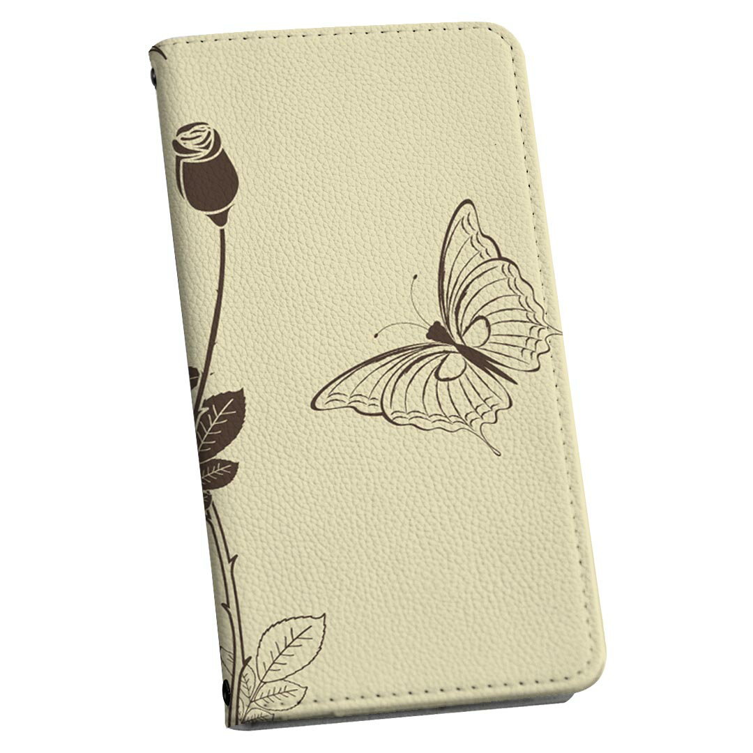AQUOS R5G SH-51A アクオスr5g 専用 ケース カバー 手帳型 sh51a マグネット式 ピタッと閉まる レザーケース カード収納 ポケット igcase 001338 花　バラ　蝶
