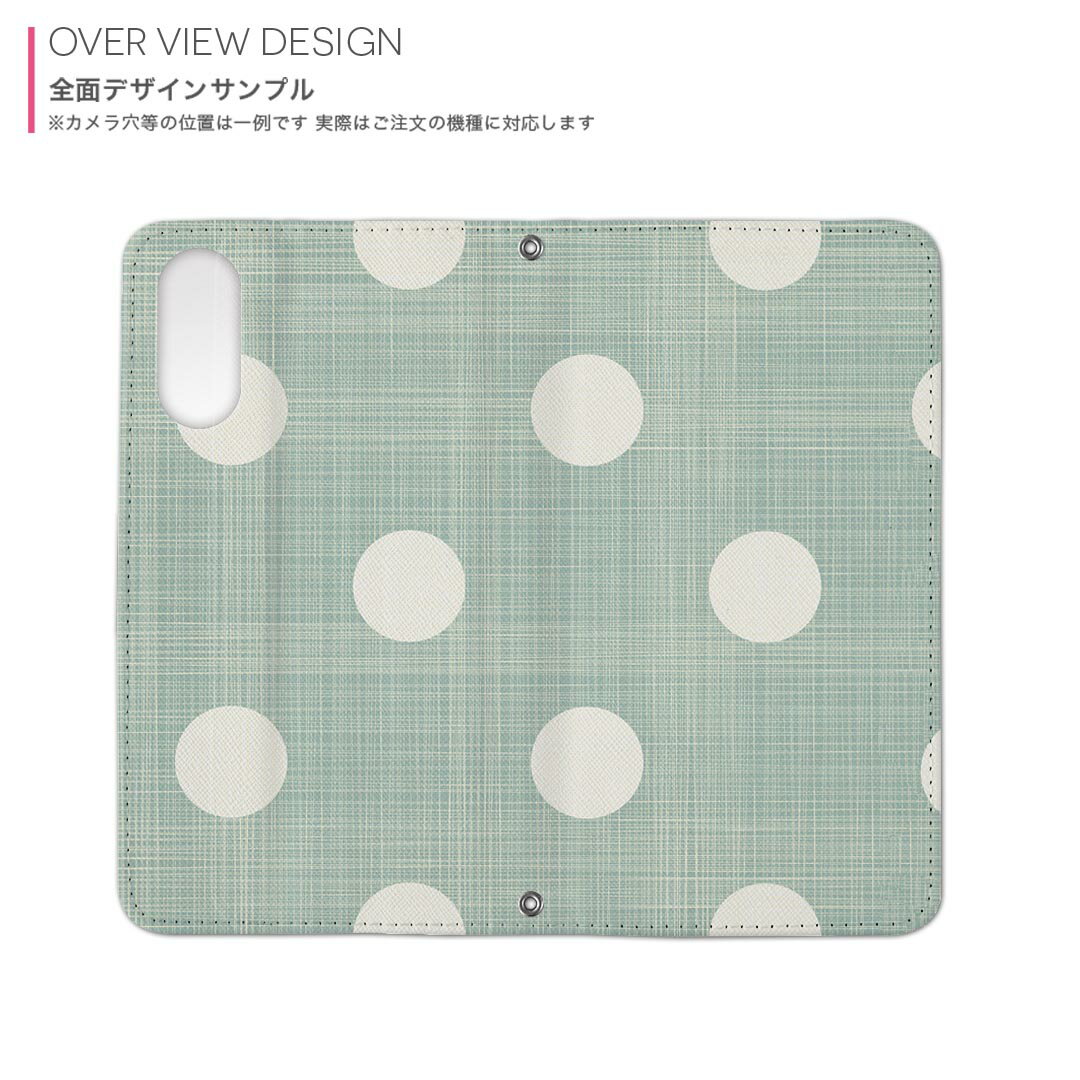 iPhone13 mini 5.4インチ 専用 ケース 内側プリント 各キャリア対応 ケース カバー 手帳型 マグネット式 ピタッと閉まる レザーケース カード収納 ポケット 000290 水玉　ドット　緑