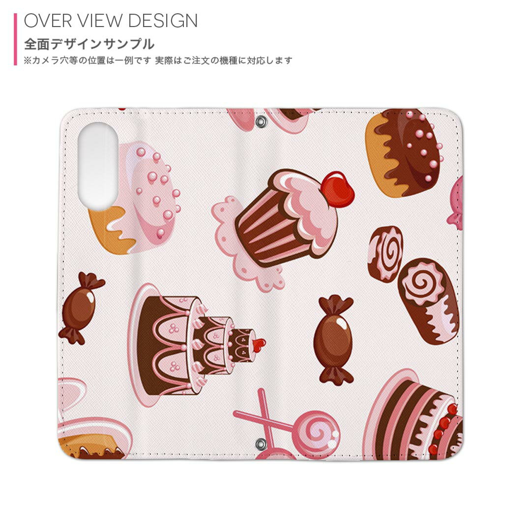 Xperia 5 IV 専用 ケース SO-54C SOG09 A204SO 共通対応 内側プリントso54c 対応 ケース カバー 手帳型 マグネット式 ピタッと閉まる レザーケース カード収納 ポケット 000833 スイーツ　ケーキ