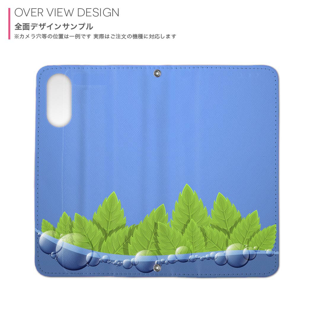 iPhone14pro 6.1インチ 専用 各キャリア iPhone14 Pro プロ 共通対応 内側プリント ケース カバー 手帳型 マグネット式 ピタッと閉まる レザーケース カード収納 ポケット 001387 草　水