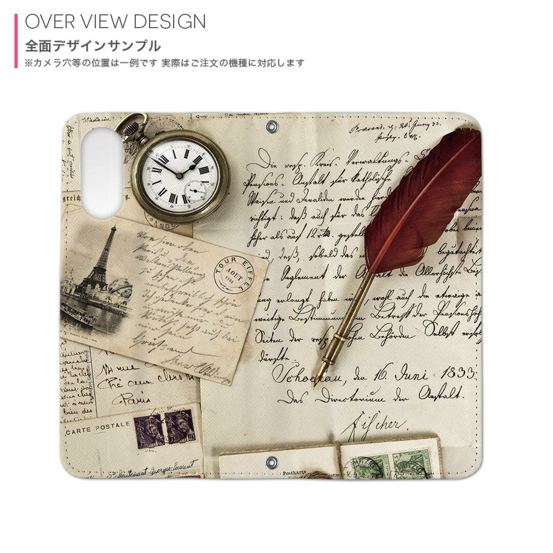 iPhone16plus 6.7インチ 専用 各キャリア iPhone 16 plus 共通対応 内側プリント iphone16plus 対応 ケース カバー 手帳型 マグネット式 ピタッと閉まる レザーケース カード収納 ポケット 002662 外国　手紙　時計