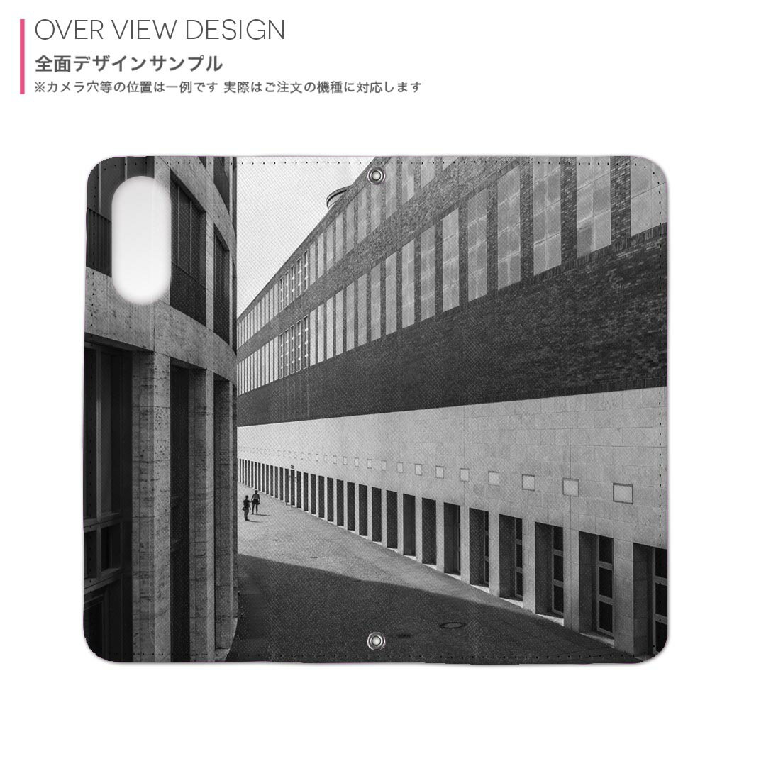 AQUOS sense7 SH-53C SHG10 共通対応 内側プリント sh53c 対応 ケース カバー 手帳型 マグネット式 ピタッと閉まる レザーケース カード収納 ポケット 022883 写真　建物　モノクロ