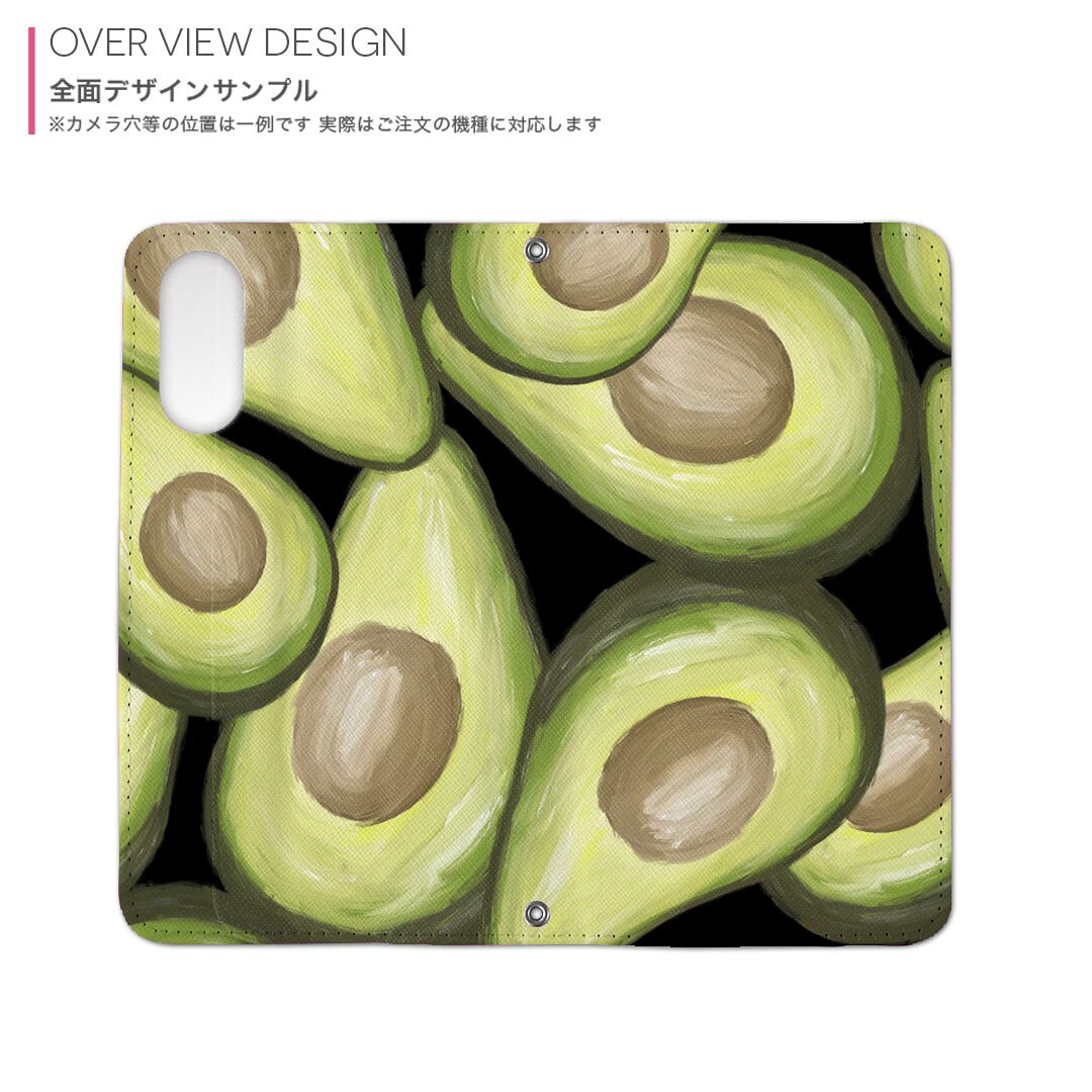 Galaxy S20 5G SC-51A 用 内側プリント ケース カバー sc51a 対応 ケース カバー 手帳型 マグネット式 ピタッと閉まる レザーケース カード収納 ポケット 022913 アボカド　食べ物　イラスト