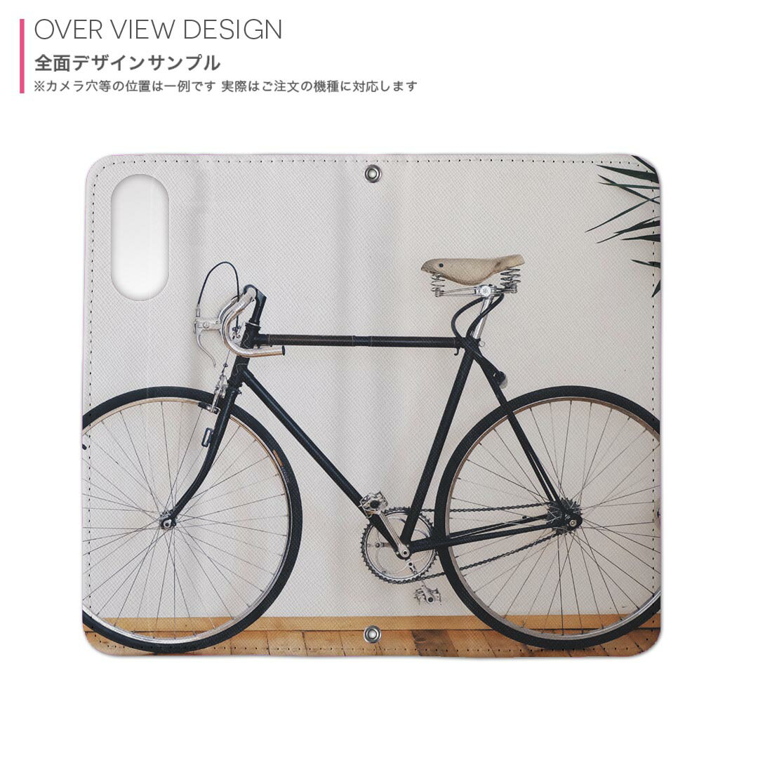 Galaxy S25 Ultra 用 SC-52F / SCG32 共通対応 内側プリントsc52f ケース カバー 手帳型 マグネット式 ピタッと閉まる レザーケース カード収納 ポケット 022973 自転車　写真