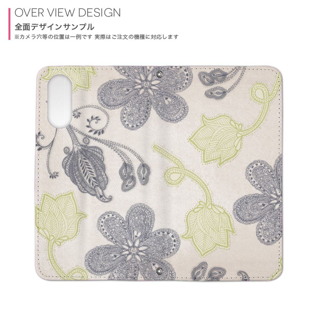 DIGNO BX3 用 A401KC / A402KC / A403KC 共通対応 内側プリント ディグノBX3 対応 ケース カバー 手帳型 マグネット式 ピタッと閉まる レザーケース カード収納 ポケット 022993 花　模様　柄