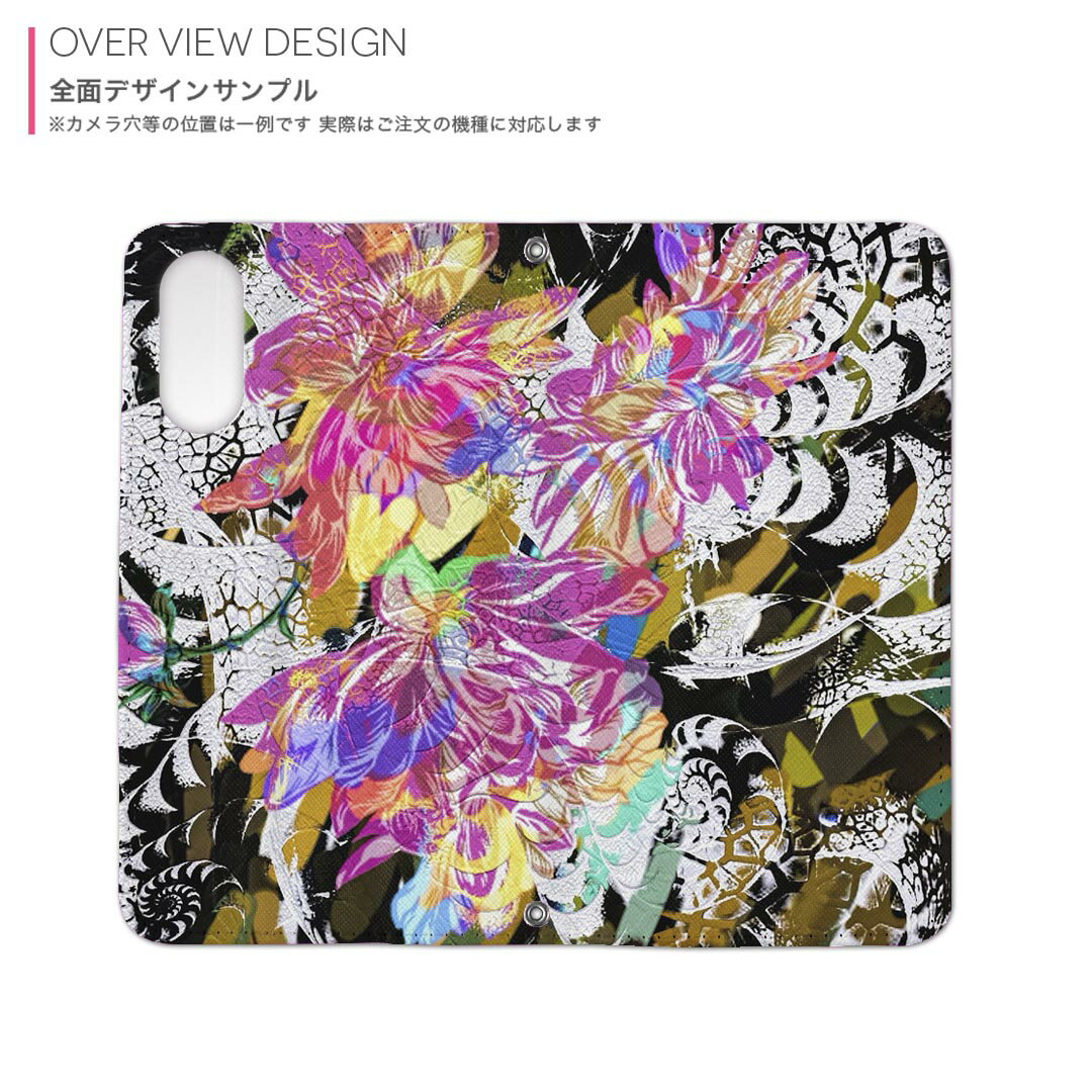 Galaxy S20 5G SC-51A 用 内側プリント ケース カバー sc51a 対応 ケース カバー 手帳型 マグネット式 ピタッと閉まる レザーケース カード収納 ポケット 024000 花　模様　柄