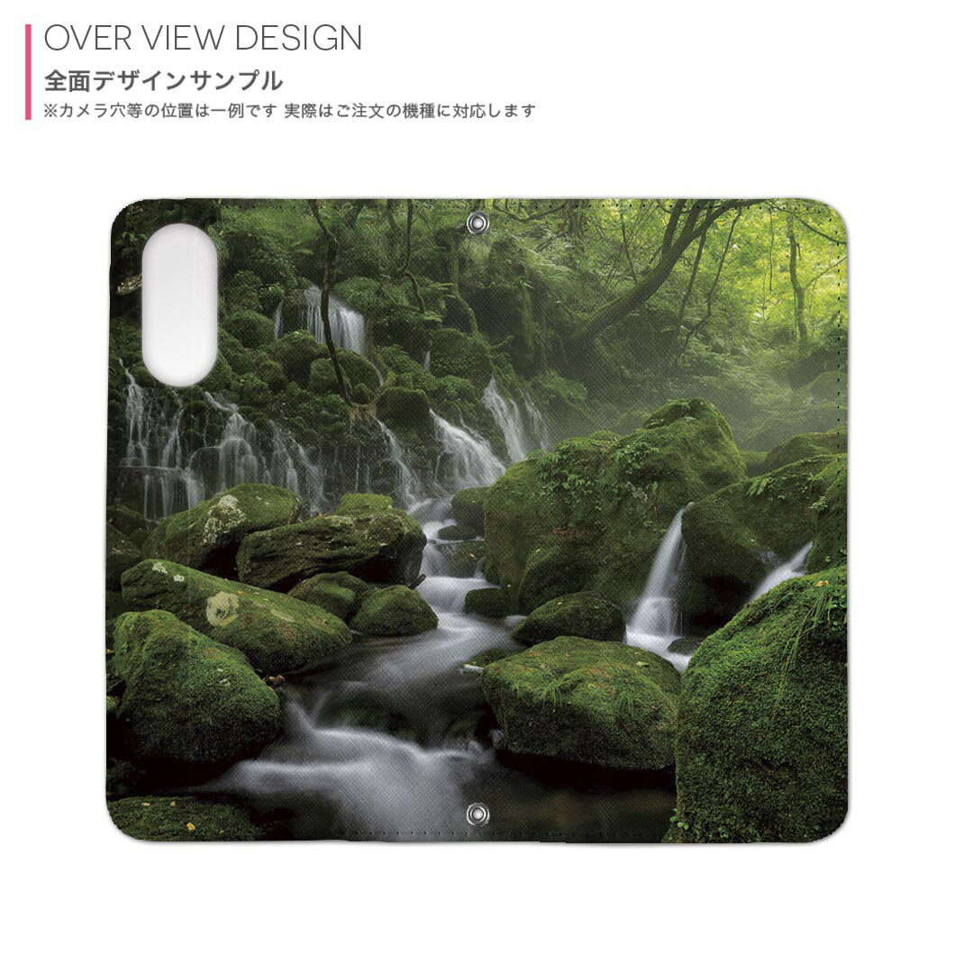 iPhone12 mini 5.4インチ 専用 内側プリント ケース カバー iphone12mini 対応 ケース カバー 手帳型 マグネット式 ピタッと閉まる レザーケース カード収納 ポケット 025978 森林　川　自然　緑