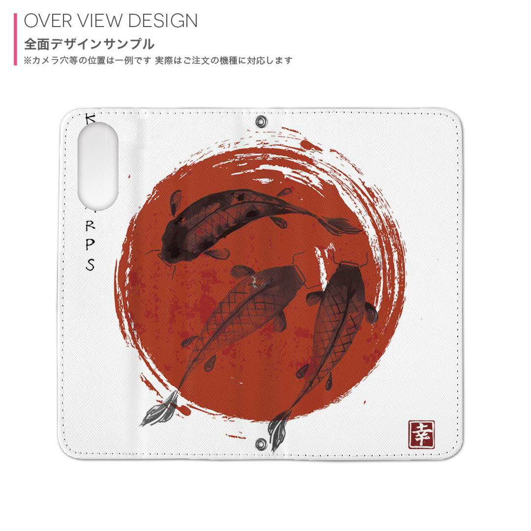 BASIO active3 KYG04 ベイシオ アクティブ3 用 内側プリント kyg04 対応 ケース カバー 手帳型 マグネット式 ピタッと閉まる レザーケース カード収納 ポケット 032055 鯉 日本 日の丸