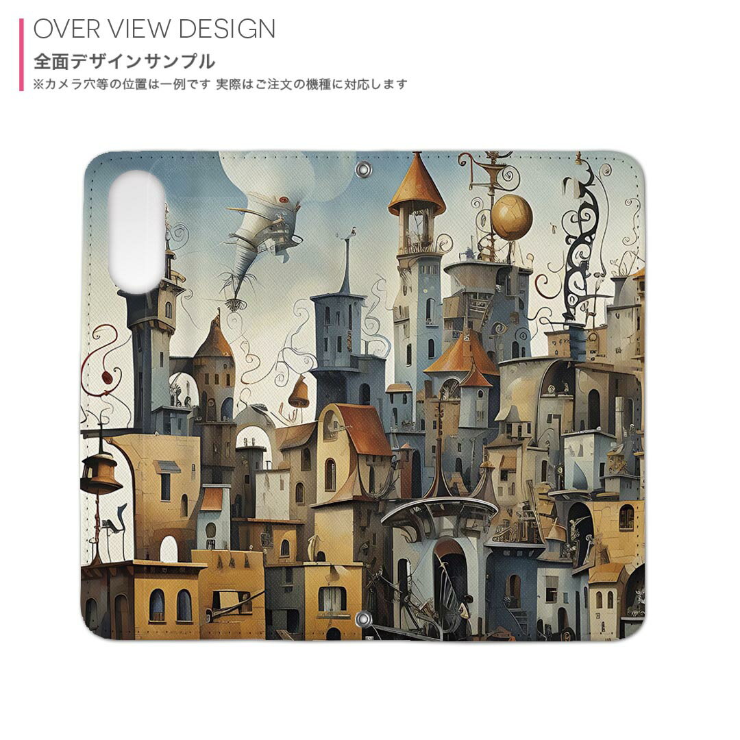 iPhone16 6.1インチ 専用 各キャリア iPhone 16 共通対応 両面プリント カバー iphone16 対応 手帳型 マグネット式 ピタッと閉まる レザーケース カード収納 ポケット 033550 建物