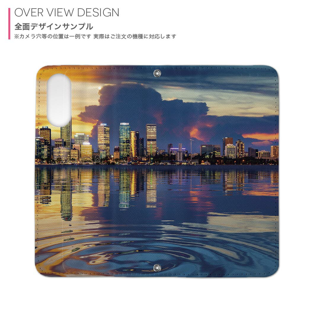 iPhone13pro 6.1インチ 専用 各キャリア iPhone13 Pro プロ 共通対応 内側プリント ケース カバー 手帳型 マグネット式 ピタッと閉まる レザーケース カード収納 ポケット 033572 街並み