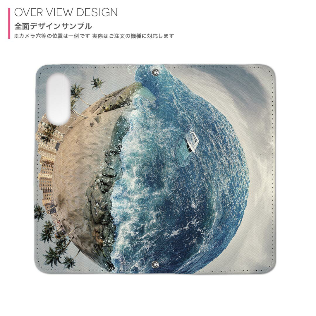 iPhone16pro 6.3インチ 専用 各キャリア iPhone 16 pro 共通対応 用 内側プリント ケース カバー 手帳型 マグネット式 ピタッと閉まる レザーケース カード収納 ポケット 033633 ヤシの木 海