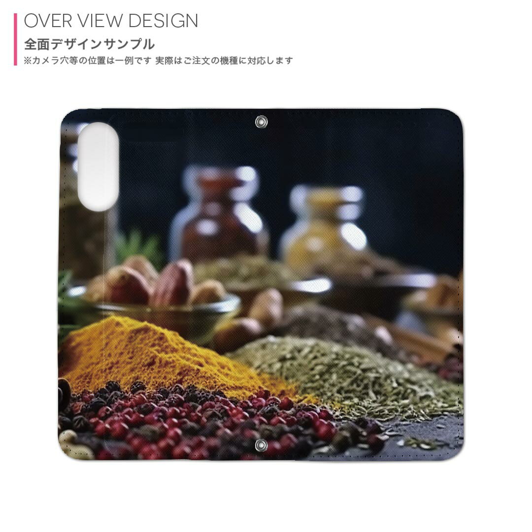 iPhone15promax 6.7インチ 専用 各キャリア iPhone15 Pro Max プロマックス 共通対応 内側プリント 対応 ケース カバー 手帳型 マグネット式 ピタッと閉まる レザーケース カード収納 ポケット 033816 調味料　スパイス