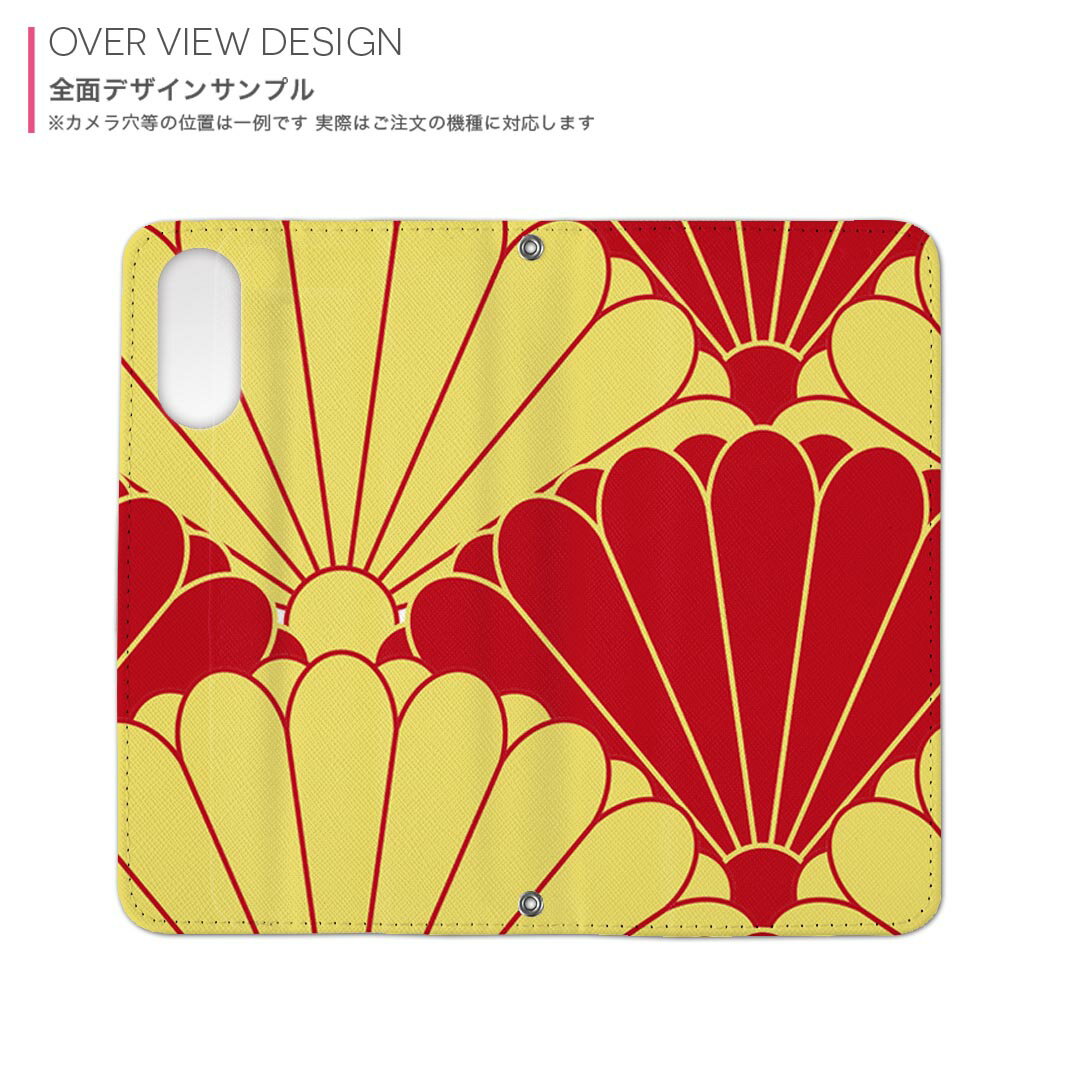 Galaxy A41 SCV48 ギャラクシー scv48 専用 ケース カバー 手帳型 マグネット式 ピタッと閉まる レザーケース カード収納 ポケット igcase 004180 和風　和柄　赤