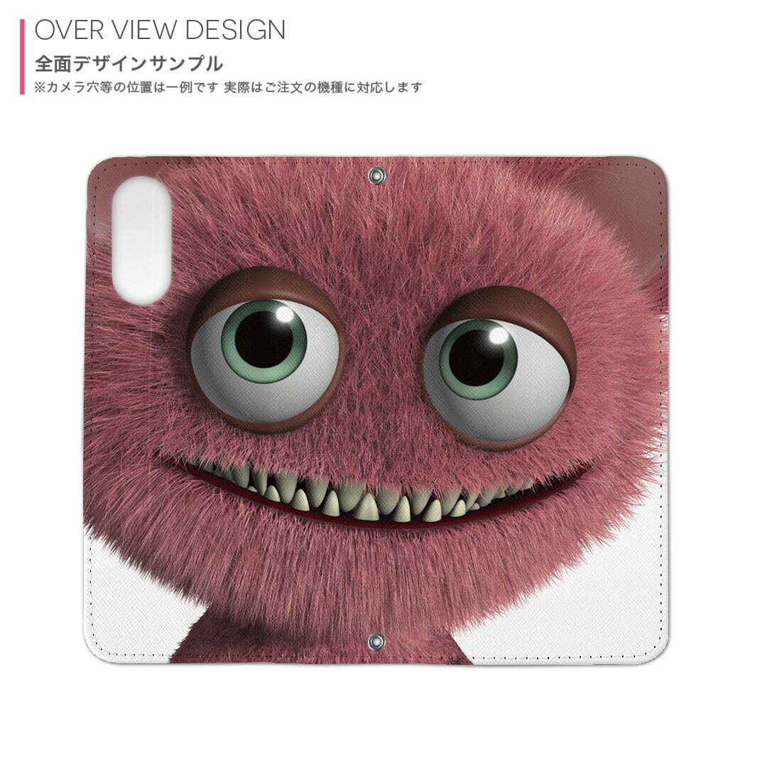 iPhone16 6.1インチ 専用 各キャリア iPhone 16 共通対応 両面プリント カバー iphone16 対応 手帳型 マグネット式 ピタッと閉まる レザーケース カード収納 ポケット 005189 モンスター　赤　キャラクター
