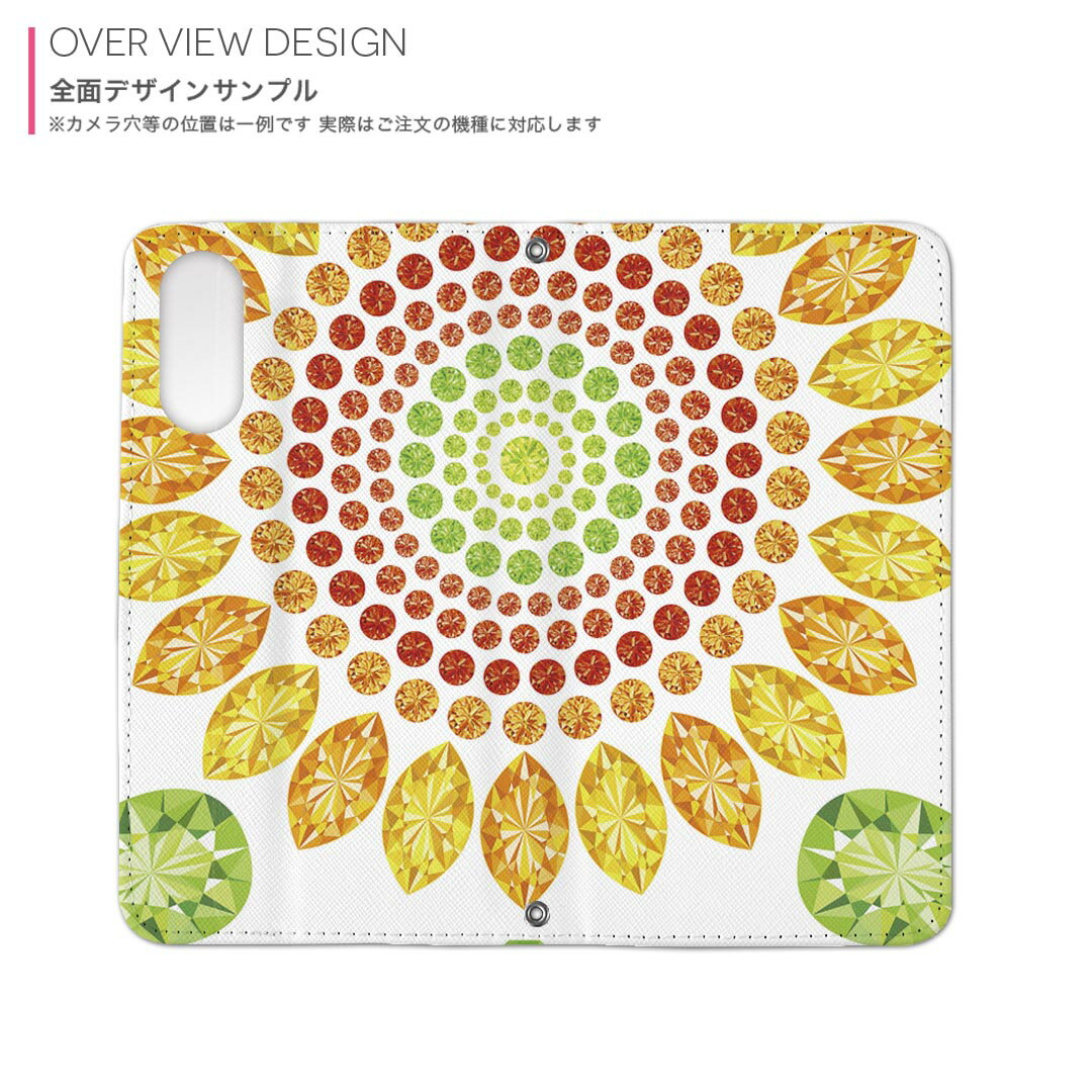 BASIO active3 KYG04 ベイシオ アクティブ3 用 内側プリント kyg04 対応 ケース カバー 手帳型 マグネット式 ピタッと閉まる レザーケース カード収納 ポケット 005195 ひまわり　宝石　イラスト