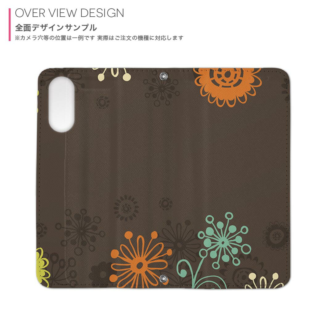 Galaxy S25 用 SC-51F / SCG31 (SM-S931) 共通 対応 内側プリント ケース カバー 手帳型 マグネット式 ピタッと閉まる レザーケース カード収納 ポケット 006071 花 イラスト